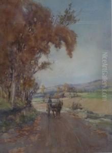 Country Lane With Horse And Cart by James Watson