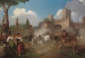 Buttari Driving Roman Oxen Through The Porta St Paolo