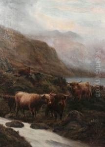 Highland Landscape With Cattle by Watson-Smith