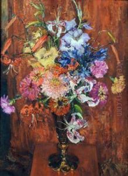 Flowers In A Glass Vase - view 1