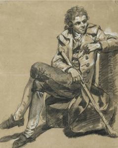 Un Homme Assis Tenant Un Gourdin - view 1