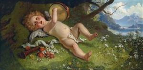 Cupid Playing A Tambourine - view 1