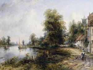 Mother And Child On A Riverside Path