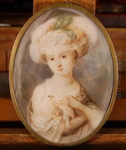 Portrait Of A Young Woman Holding A Dove "lady Foster" by John William Hurrell Watts