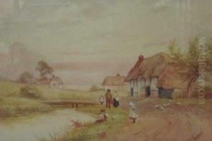 Figures By A Country Stream