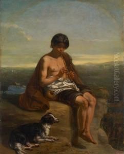 Le Patre Musicien by Charles Augustin Wauters