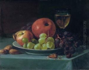 Still Life With Grapes, Walnuts And Apples by Andrew John Henry Way