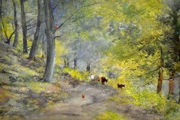 A Path
Through Woods With Cattle - view 1