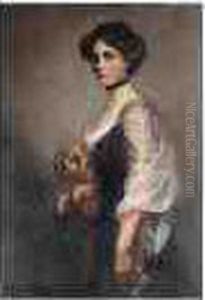 Portrait Of A Lady And Pet Dog by Richard Creed Weatherby