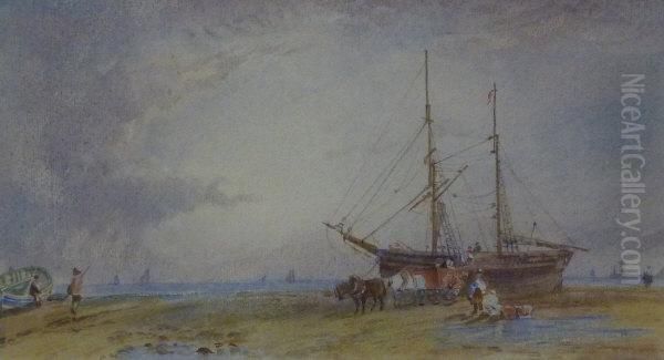 Beached Sailing Vessels Sandsend Near Whitby - view 1