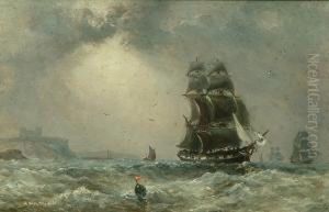 Full Sail Off Whitby In Choppy Waters