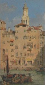 Venetian Canal; Hollyhocks By Sunlit Steps by Herbert Parsons Weaver