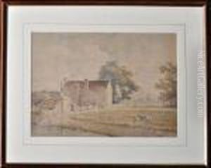 Cattle And Figures In The Grounds Of A Country House