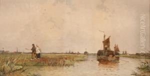 Bord De Canal En Hollande by Archibald Webb