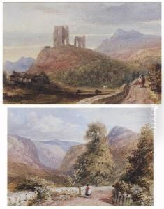 Traveller On A Mountain Road; Castle Ruins In A Landscape Traveller On A Mountain Road; Castle Ruins In A Landscape