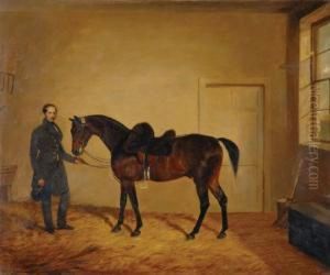 Lieutenant West, First Regiment Life Guards, And His Horse, In Aloose Box by Edward Walter Webb