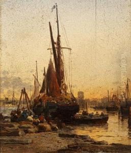 Harbour Scene At Sunset