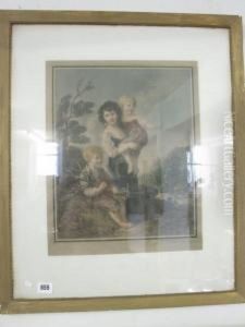 Mezzotint Children Gathering Firewood Mezzotint Children Gathering Firewood