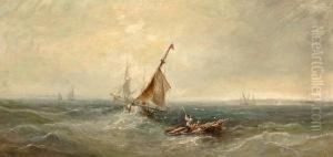 Fishing Vessels Long The Shore by William Webb