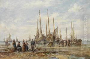 Douglas Harbour, Isle Of Man; Unloading The Catch by William Edward Webb