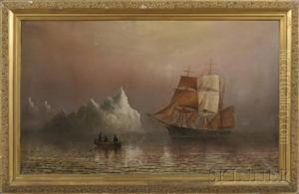 Foggy Arctic Morning With Ship And Iceberg - view 1