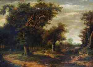Romantische Landschaft Mit Figurenstaffage by August Weber