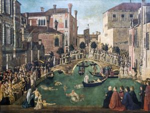 Miracle of the True Cross near San Lorenzo Bridge (Miracolo della croce) by Gentile Bellini