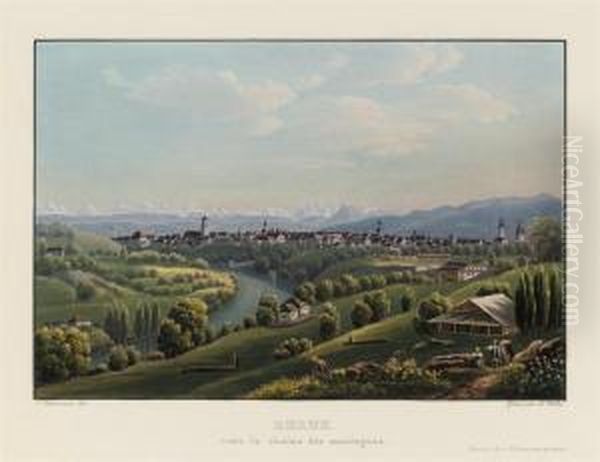 Berne, Vers La Chaine Des Montagnes; Pont De Fil Der Fer A Fribourg En Suisse; Le Chateau De Chillon - view 1