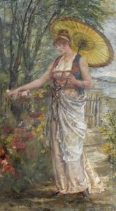 Junge Frau Mit Sonnenschirm