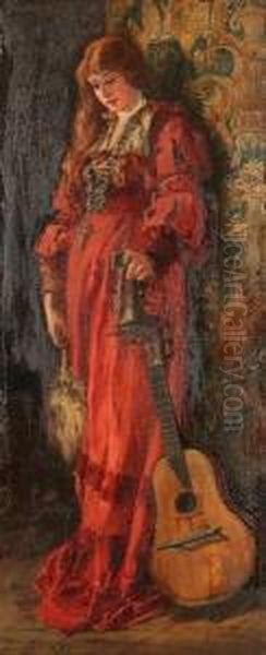 Girl In Venetian Red,
Signed Lower Right - view 1