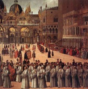 Procession in Piazza San Marco (detail) by Gentile Bellini