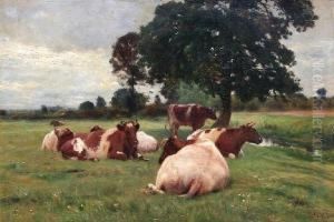 Landscape And Cattle by Otto Weber