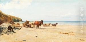 Shore Scene With Cockle Carts by Otto Weber