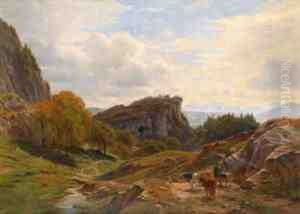 Weite Voralpenlandschaft Mit Kuhherde Amheimweg by Paul Weber