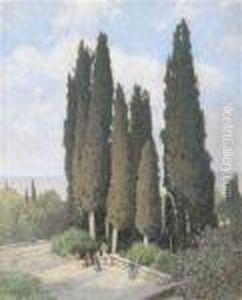 Amotif From Villa D'este Near Rome by Rudolf Weber