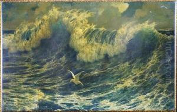 Stormy Seascape With Seagull - view 1