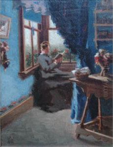 Reading By A Window by Edwin Ambrose Webster