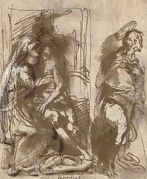 The Lamentation, and a standing saint - view 1
