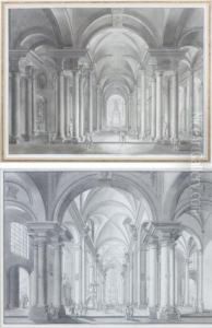 Deux Interieurs D'eglise by Johann Heinrich Wedekindt