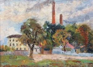 A Landscape With A Factory by Theodor Wedepohl