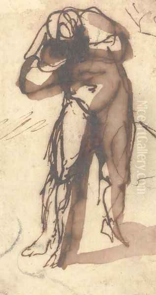 A nude leaning forward - view 1