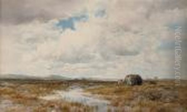 Peat Cutters In An Extensive Irish Landscape - view 1
