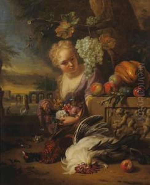 Jeune Femme Portant Des Fleurs - view 1