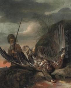 A Fallen Eagle In A Mountainous Landscape