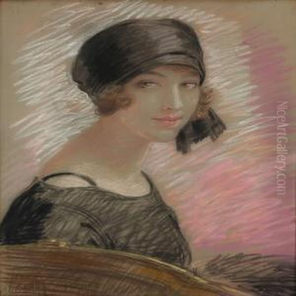 Portrait Of A Woman In Black Dress - view 1
