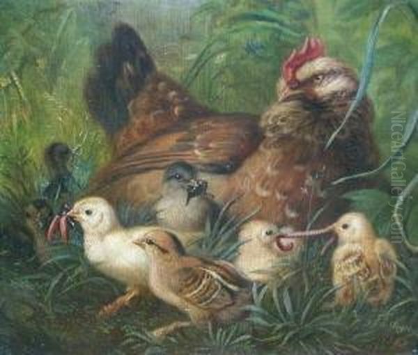 Mein Und Dein" - Huhn Mit Sieben Kuken Im Gras Sitzend - view 1