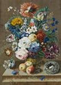 Blumenstillleben Mit Fruchten by Sebastian Wegmayr