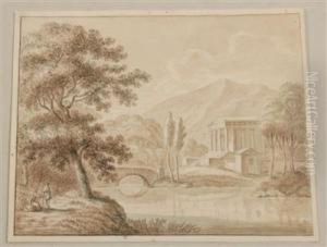 Arkadischelandschaft Mit Tempel An Einem Flus Arkadischelandschaft Mit Tempel An Einem Flus
