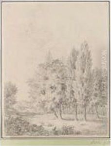 View Of The Outskirts Of A Wood, With Distant Mountains by Heinrich Theodor Wehrle