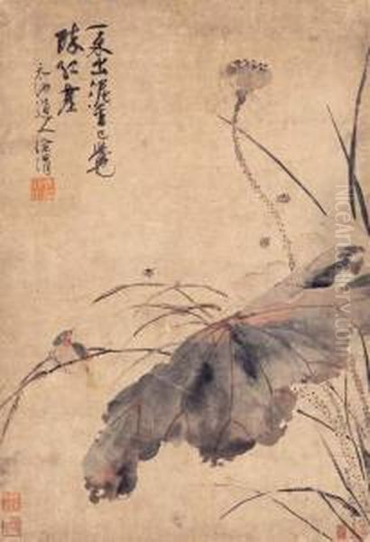 Bird By A Lotus Pond - view 1